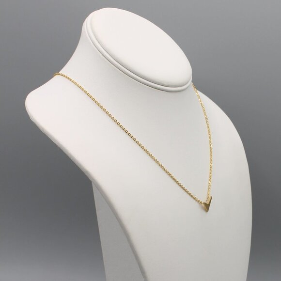 Jewelry necklace yellow gold tone contemporary minimalist dainty v shaped - Picture 6 of 8